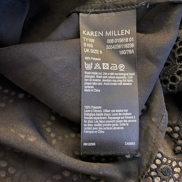 Karen Miller Black Off-Shoulder Crochet Top, Sz 2 - Picture 6 of 6